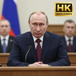 medium shot photo of vladimir putin on trial for warcrimes, 4 k, ultra hd