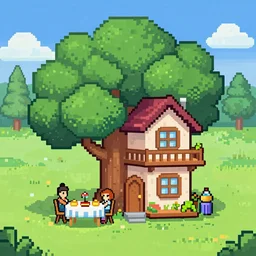 pixelart treehouse party