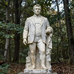 ancient marble statue of Viktor Orban, abandoned forrest scene, 8K photo