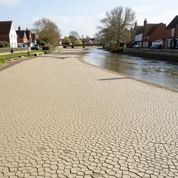 dried up riverbed of the stour in canterbury, taken from the high street, during a drought
