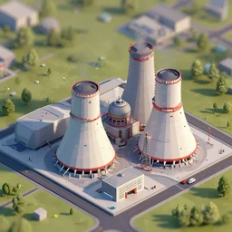 hyper detailed nuclear station zaporozhsksya isometric aerial lowpoly by beeple, wlop, unreal engine 5, lumen, nanite