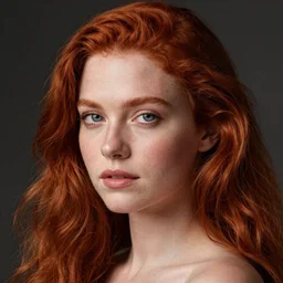hyper realistic photography beautiful girl, face tamzin merchant, red hair, no doubles girl, style division, mikhail larionov,