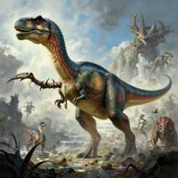 highly - detailed fantasy art by james gurney : : the cataclysmic extinction of the dinosaurs.