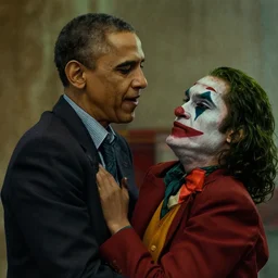 film still of Barack Obama as joker in the new Joker movie