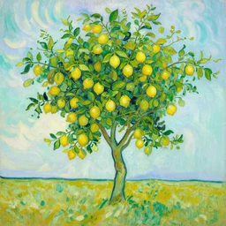 A lonely lemon tree, painted by van gogh