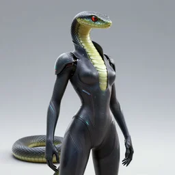 a snake in a futuristic suit, cyberpunk art by adam manyoki, cgsociety, funk art, sci - fi, synthwave, ilya kuvshinov