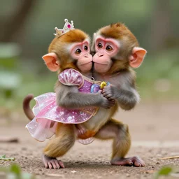 tiny monkey beating the crap out of a glittery princess