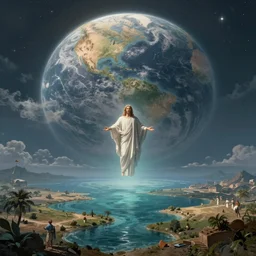 in biblical cosmology, the firmament is the vast solid dome created by god during his creation of the world to divide the primal sea into upper and lower portions so that the dry land could appear hyperrealism 8 k highly detailed