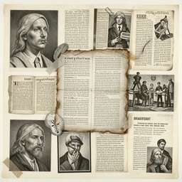 a conspiracy theory mood board, intricate, detailed