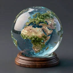 a mini world in a crystal ball octane render hyperdetailed