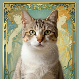 cat, gundam wing, art nouveau, by rachel ruysch and lisa frank, 8 k, sharp focus, octane render