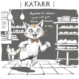 a stunningly realistic whiteboard illustration of a cat running a bakery