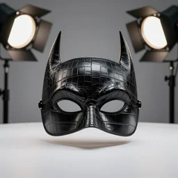 luxury crocodile leather batman mask, luxury item showcase, studio lighting