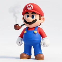 ultra - realistic humanoid super mario smoking a pipe