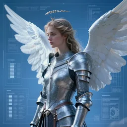 portrait of angelic paladin, in the style of Greg Broadmore and Arthur Rackham,trending on artstation, light lighting side view,digital art,surrealism ,macro,blueprint ,vaporwave ,