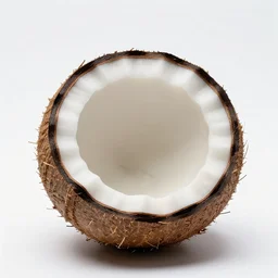 gilded coconut, high detail macro photography, isolated on a pure white background, centered, entire object in frame, sharp focus, soft studio lighting