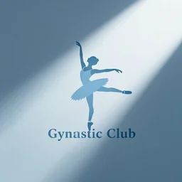logo for gymnastics club, simple, minimalistic, ballerina, light blue,