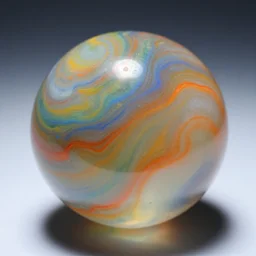 High quality photograph of a rainbow marble, diffused light