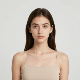 tall slim white 2 0 years old girl, pretty girl, dark brown hair, dark brown eyes, tunned skin, straight long hair, septum piercing nose, big shaped lips, stylized dark eyebrows, black top t shirt, white pants, white sneakers,