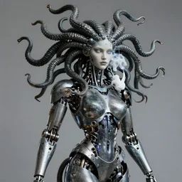 beautiful photorealistic robot medusa gorgon