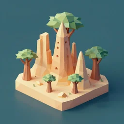 a low poly isometric render of socotra island with dragon trees in the style of monument valley, intricate, elegant, smooth shading, soft lighting, illustration, simple, solid shapes, by magali villeneuve, jeremy lipkin and michael garmash, rob rey and kentaro miura style, octane render