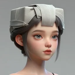 a detailed portrait beauty girl hairstyle cube wrapping around head, cute eyes, by greg rutkowski and hr giger, zbrush, trending on artstation