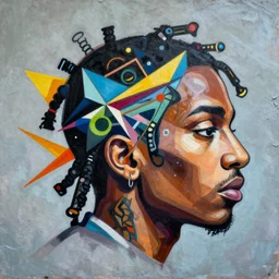 NLE Choppa profile picture by Sachin Teng, asymmetrical, Organic Painting , Matte Painting, meaningful, Powerful, geometric shapes, hard edges, graffiti, street art:2 by Sachin Teng:4