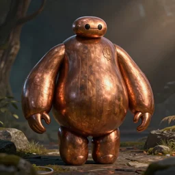 a medieval baymax made out of wood and copper