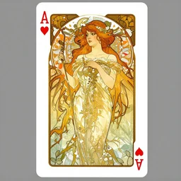 illustration of a beautiful woman on a cyberpunk art nouveau playing card, in style of Alphonse mucha, Charlie Bowater, Tom Bagshaw