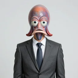 a man with a squid head in a business suit