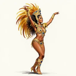 a sketch drawing, brazilian carnival queen dance samba by gabo mendoza, trending on artstation
