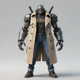 a feminine monstrous inhuman anthropomorphic mechagodzilla dressed in a trench coat, t - shirt, and jeans trending on artstation deviantart pinterest furaffinity detailed realistic high resolution hd 8 k
