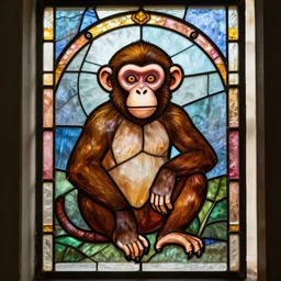 monkey stained glass , 8k , professional photography
