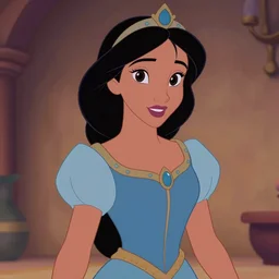 salma hayek as princess jasmine from disney's aladdin, portrait, disney animation style