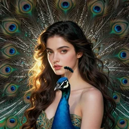 peacock princess portrait, stylized feathers, ismail inceoglu, petros afshar, artgerm