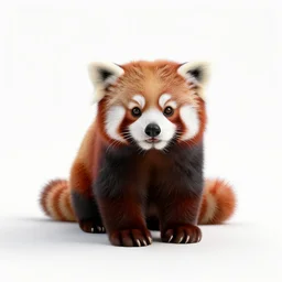 tiny red panda, clean 3d render, full body, isolated on a pure white background, centered, entire subject in frame, sharp focus, soft studio lighting