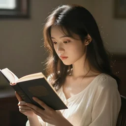 anime girl Reading a book
