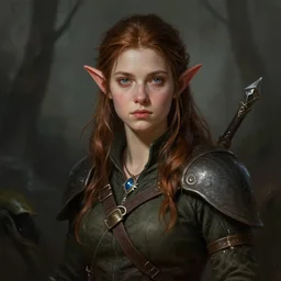 a long shot portrait of a young female tiefling ranger, highly detailed digital painting dramatic