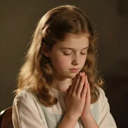 vintage photo of a young girl praying