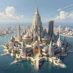 magnificent view of the city of atlantis rising on the sea, intricate, elegant, volumetric lighting, digital painting, highly detailed, artstation, sharp focus, illustration, concept art, ruan jia, steve mccurry