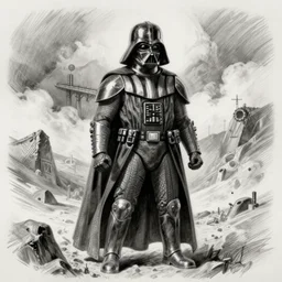 Darth Vader steampunk, pencil sketch, concept art