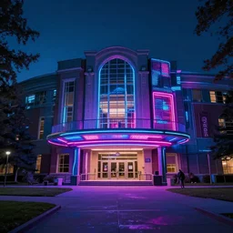 the university of alberta for tomorrow, cyberpunk, futuristic, neon lighting