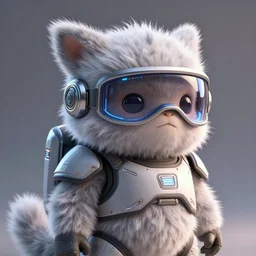 adorable fuzzy creature with futuristic armor electronic visor, star wars, scifi, soft lighting, highly detailed,