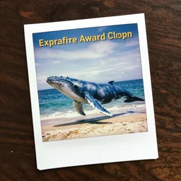 a polaroid photo of a blue whale on a beach, photography, award winning, 4 k