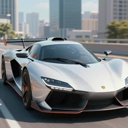a close up photo of a futuristic sport car, city background, sunny day time, digital art, retro futurism, sharp focus, artstation hq