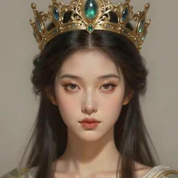 highly detailed portrait of an elegant goddess, ornate crown, beautiful symmetrical face, digital painting, artstation, concept art, smooth, clear focus, illustration, greg rutkowski, artgerm, global lighting, detailed and fantasy