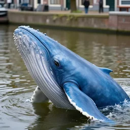 closeup potrait of a blue whale in an amsterdam canal, photograph, natural light, sharp, detailed face, magazine, press, photo, steve mccurry, david lazar, canon, nikon, focus