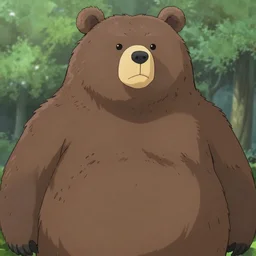 overweight brown bear with noticeable muscle, fursona, anthro, male, detailed fur, anime key visual, makoto shinkai, portrait