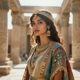 android girl in egyptian ruins, ultra realistic, lens flare, atmosphere, glow, detailed, intricate, full of colour, cinematic lighting, trending on artstation, 4 k, hyperrealistic, focused, extreme details, cinematic, masterpiece, by ismail inceoglu