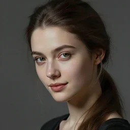 portrait of a beautiful woman, enigmatic beauty, litthe shy smile, head in focus, intricate, elegant, highly detailed, artistic, concept art, painterly, hasselbrad photography, sharp focus, art style by hans jokem bakker